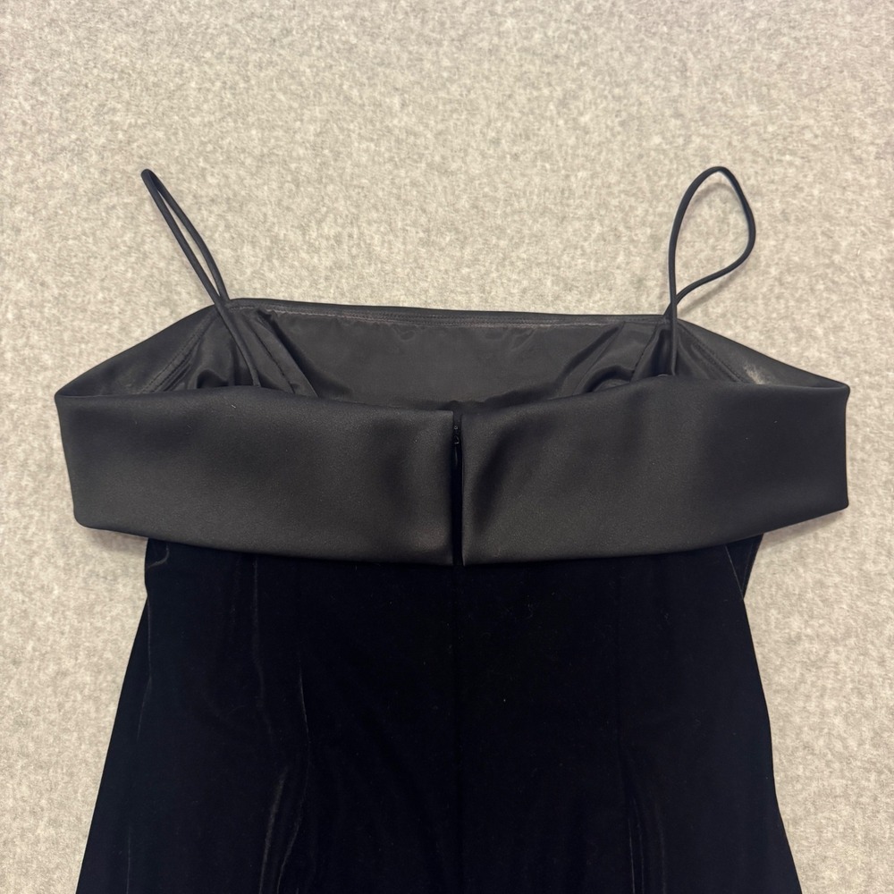VTG Alex Evenings Black Velvet Satin Trim Spaghetti Strap Formal Gown Dress 12 - Picture 7 of 11